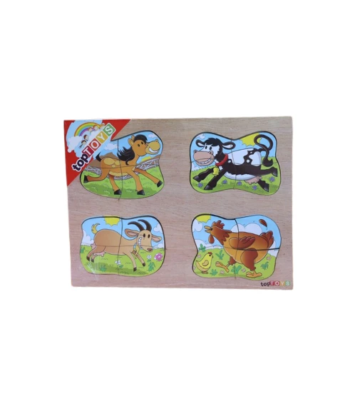 Ahşap Puzzle 4'ü Bir Arada Çiftlik Hayvanları