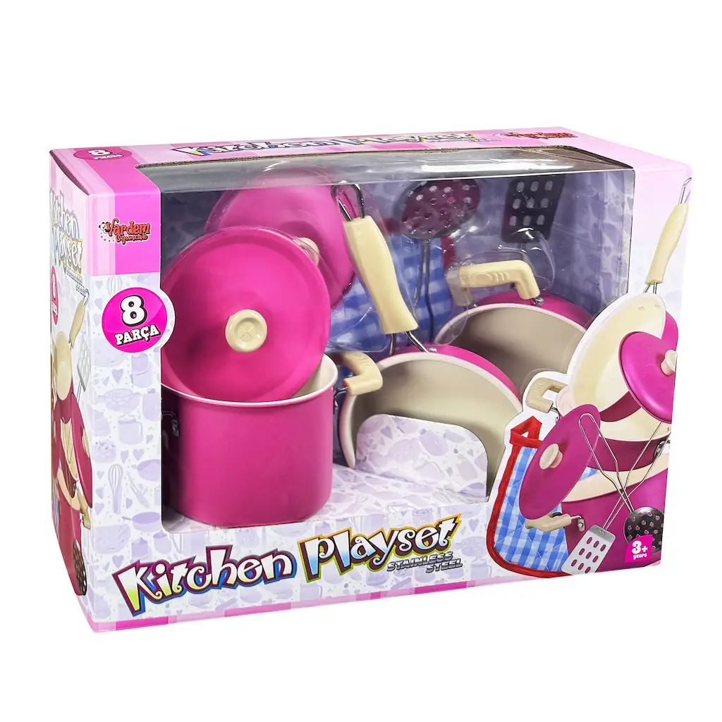 8 Prç Pembe Tencere Tava Seti