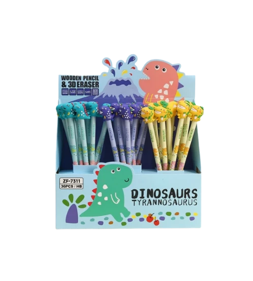 BU-BU 3D Silgi Başlıklı Dinazor Kalem