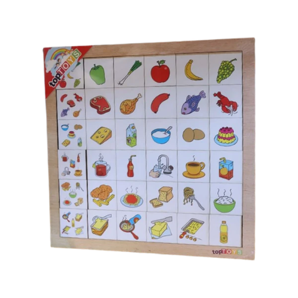 Ahşap Eşleme Kartları Yiyecekleri Bul