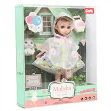Çiçek Pelerinli ve Kedili Moda Oyuncak Bebek