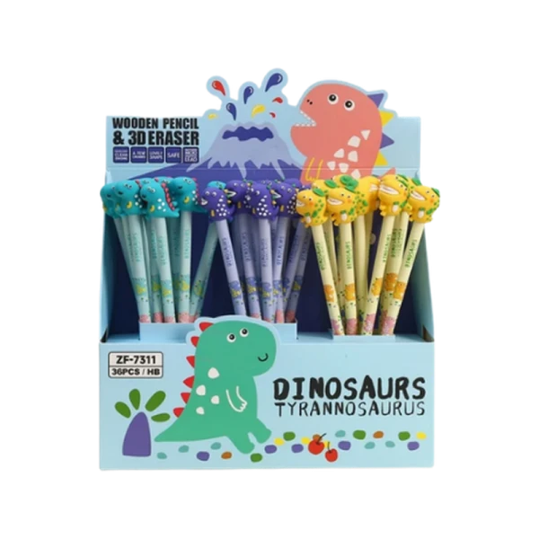 BU-BU 3D Silgi Başlıklı Dinazor Kalem
