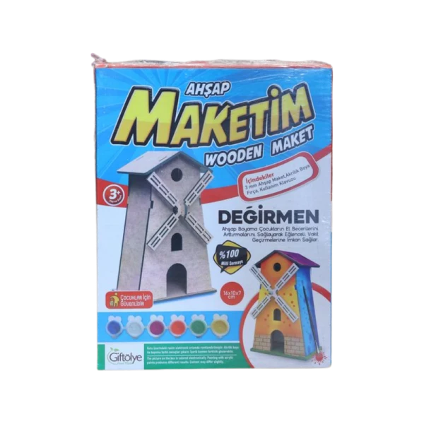 Değirmen Maketi Boyalı Set Küçük