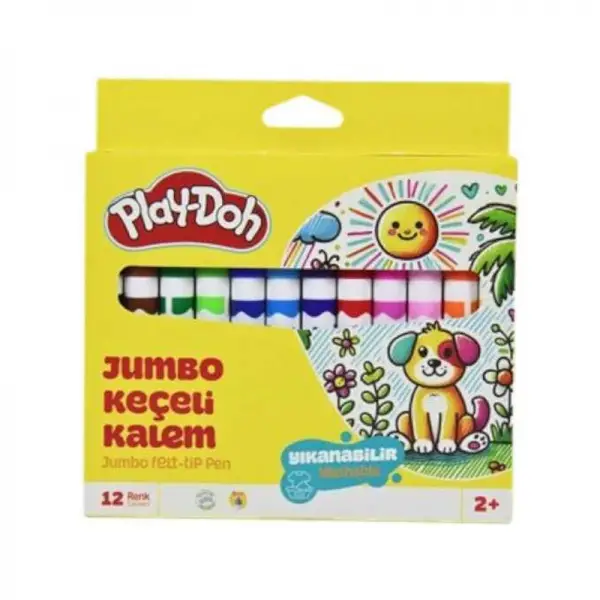 Play-Doh 12 Renk Jumbo Keçeli Kalem