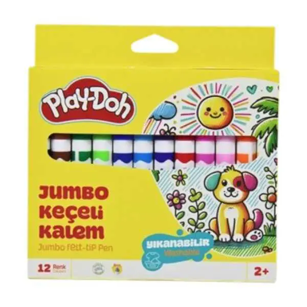 Play-Doh 12 Renk Jumbo Keçeli Kalem